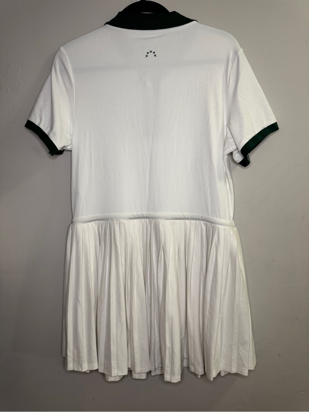 Varley Paloma White Tennis Dress with Dark Green Trim - Picture 4 of 6